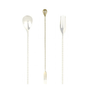 Cuillère à cocktail Lumian à trident 40 cm, inox 18/10 - Bronze