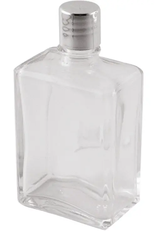 Bouteille carrée 100 ml en verre, bouchon fileté