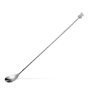 cuillère à cocktail Pineapple de 31 cm en acier inoxydable 18/10, tige torsadée et embout en forme d'ananas