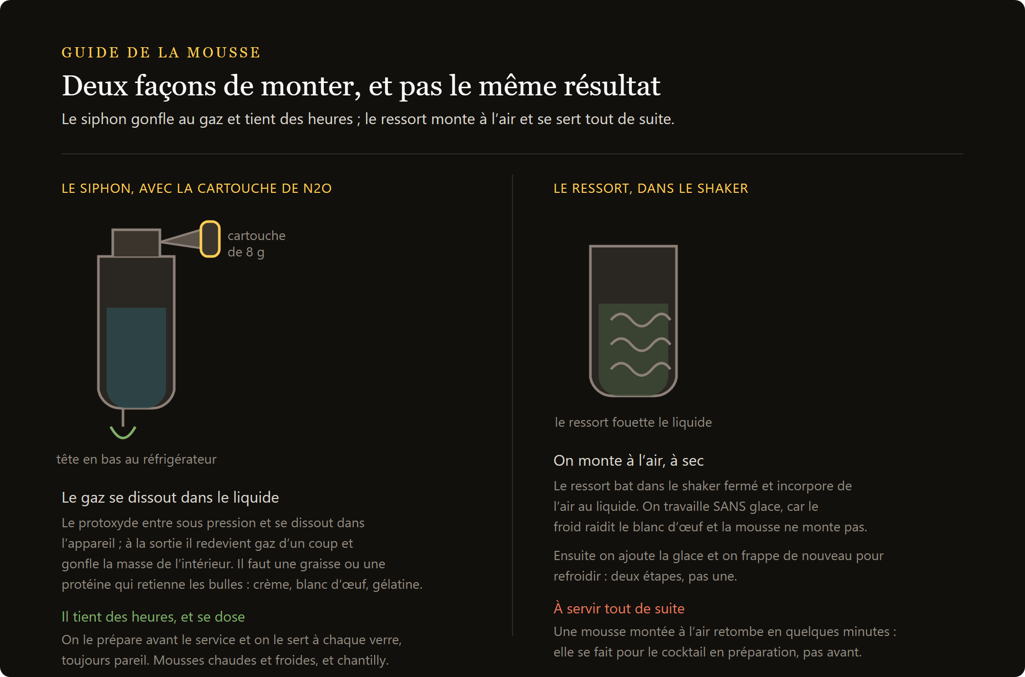 becs injecteurs pour siphon : le siphon à cartouche de N2O et le ressort émulsifiant comparés