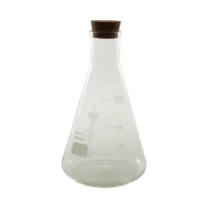 erlenmeyer 1 l de The Bars en verre borosilicate avec graduation imprimée et bouchon en liège