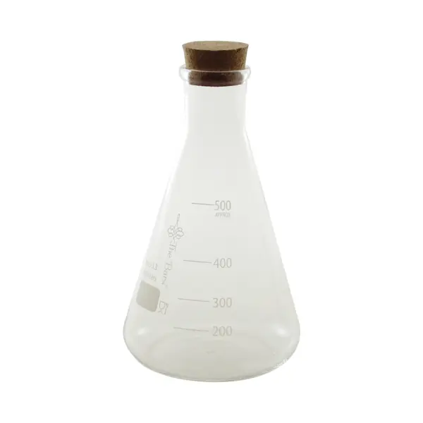 erlenmeyer 50 cl de The Bars en verre borosilicate avec bouchon en liège