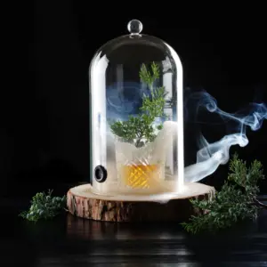 Cloche en verre pour fumer les cocktails, avec valve