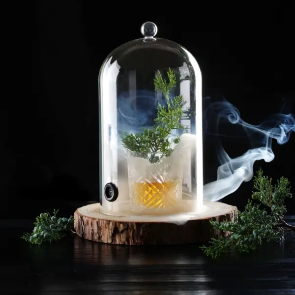 Cloche en verre pour fumer les cocktails, avec valve
