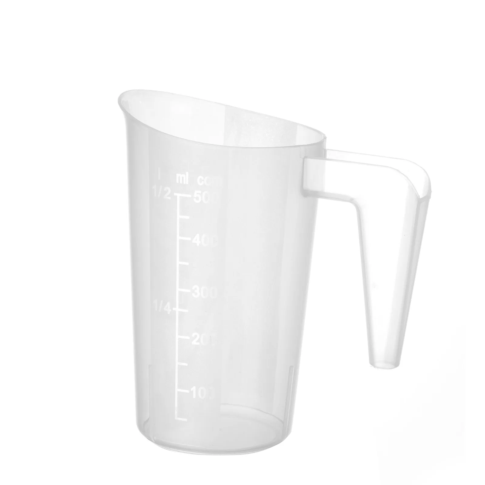 verre doseur gradué empilable de 50 cl en plastique transparent, graduation en relief