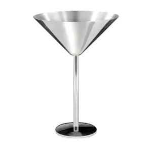 verre à Martini Bond de Lumian, 20 cl, en acier inoxydable finition argent, coupe conique, pied droit et base plate