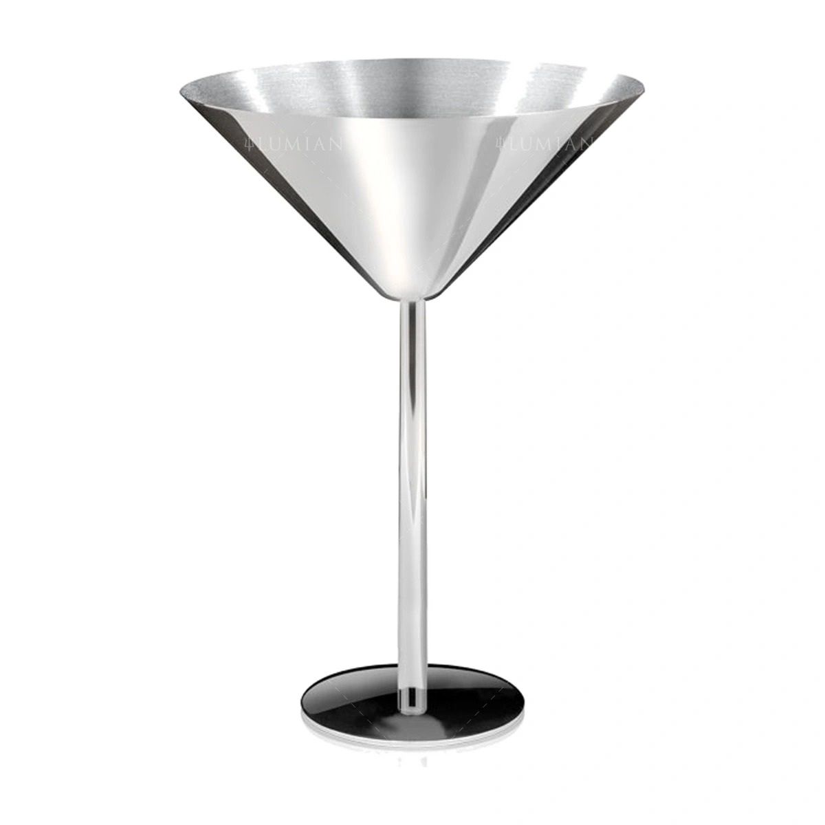 verre à Martini Bond de Lumian, 20 cl, en acier inoxydable finition argent, coupe conique, pied droit et base plate