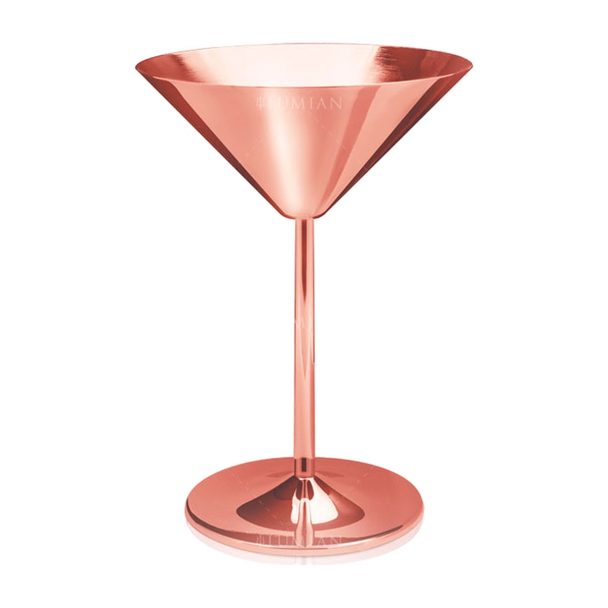 coupe à cocktail Martini Bond Lumian de 23 cl en inox plaqué cuivre, forme conique, tige droite et pied plat