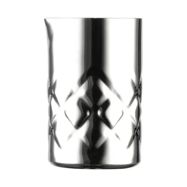 doseur à cocktail Iron de The Bars en acier poli, en forme de petite timbale taillée en losanges