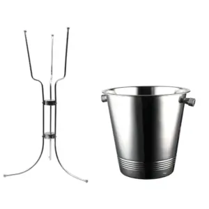 seau à glace sur pied The Bars : pied tubulaire de 73 cm et seau Classic Line en inox poli