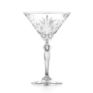 verre à Martini Melodia 21 cl de RCR, coupe en V taillée et nœud travaillé sur la tige