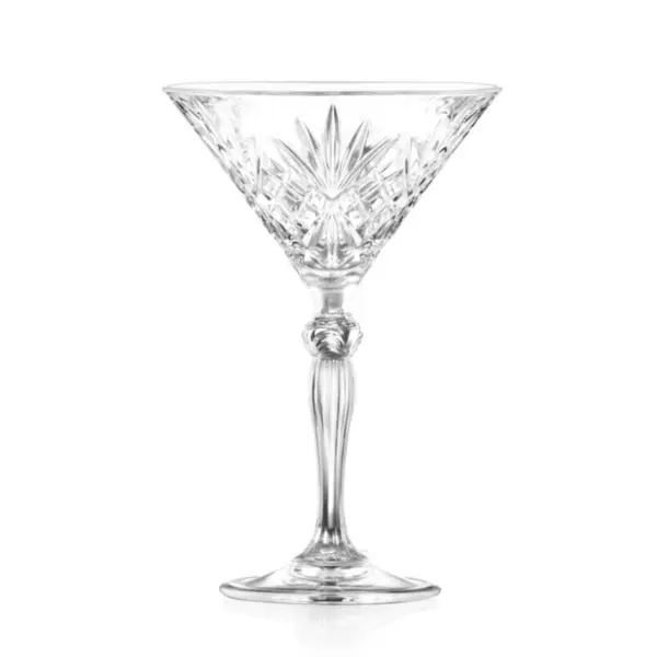 verre à Martini Melodia 21 cl de RCR, coupe en V taillée et nœud travaillé sur la tige