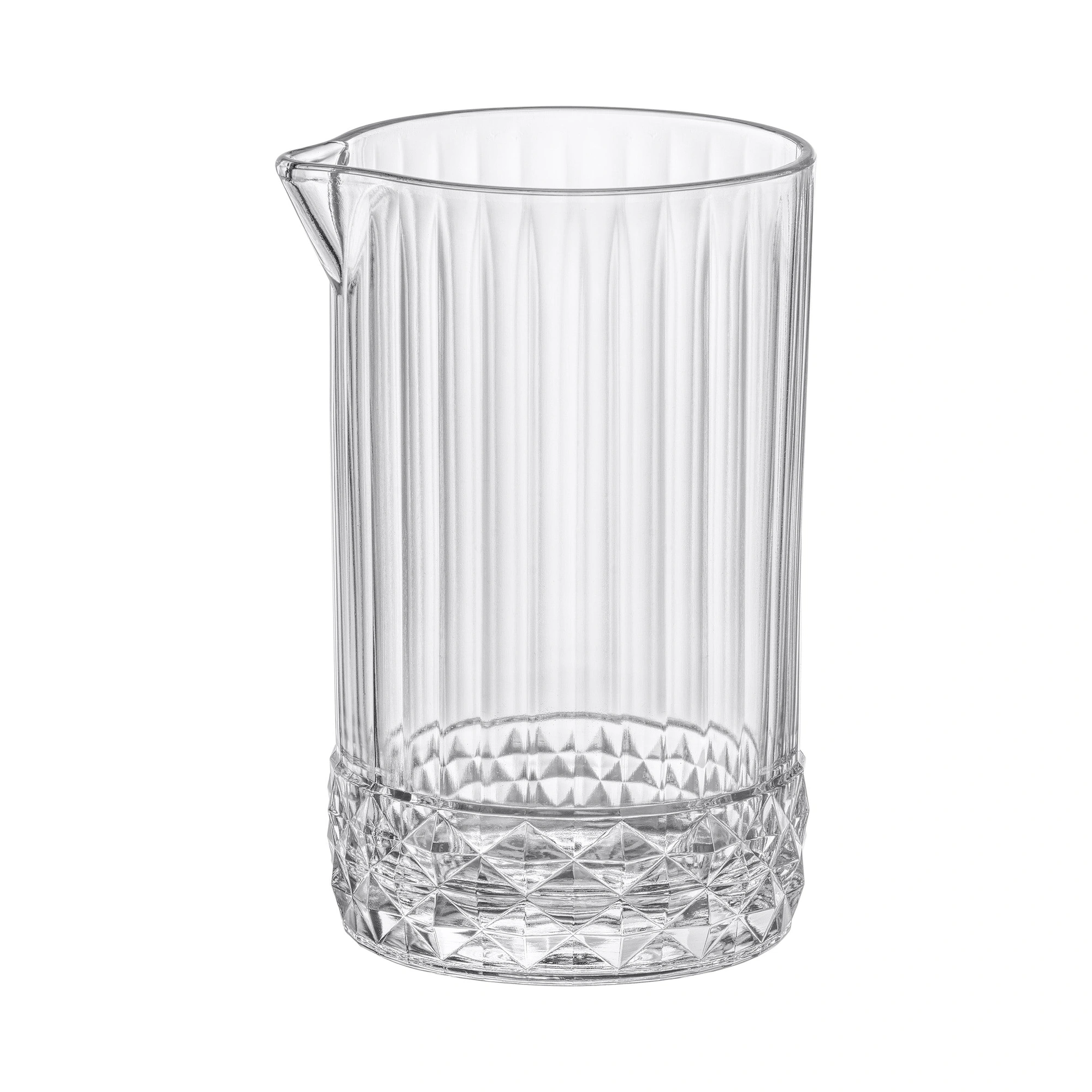 verre à mélange America : Bormioli Rocco America '20s de 79 cl avec côtes verticales, base taillée diamant et bec verseur