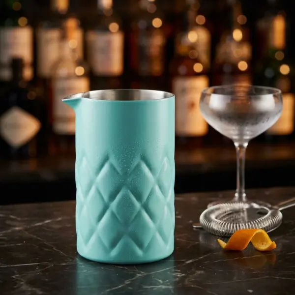 verre à mélange inox Tiffany The Bars de 60 cl à double paroi, vert d'eau, taille diamant et bec verseur