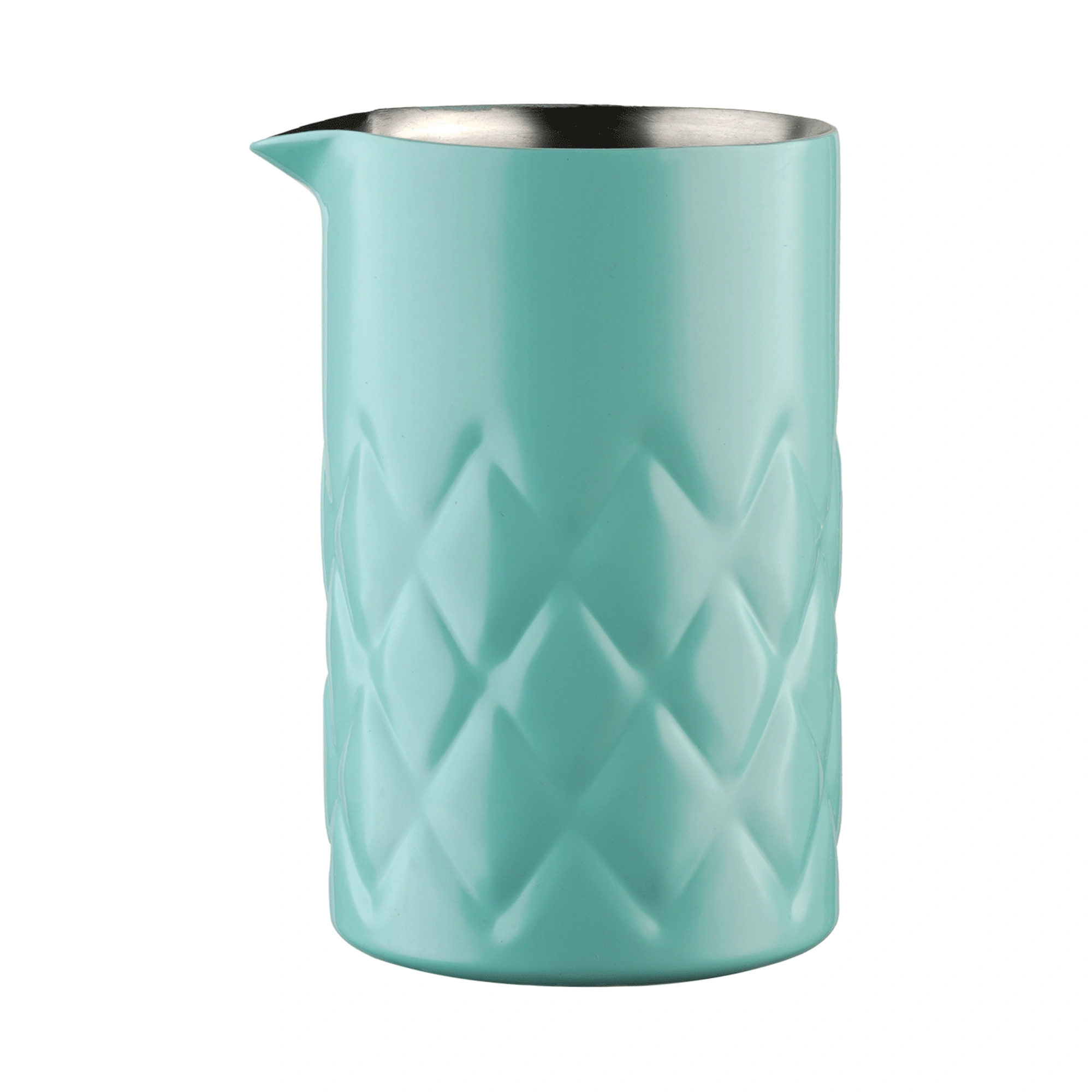 verre à mélange inox Tiffany : Iron Glass The Bars de 60 cl à double paroi, vert d'eau avec taille diamant et bec verseur