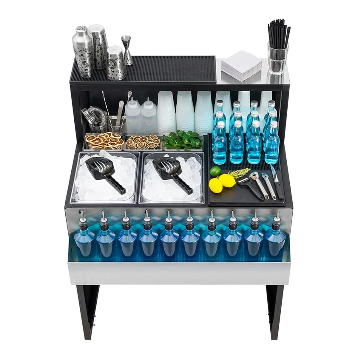 comptoir de bar portable, structure en aluminium et panneaux en PST