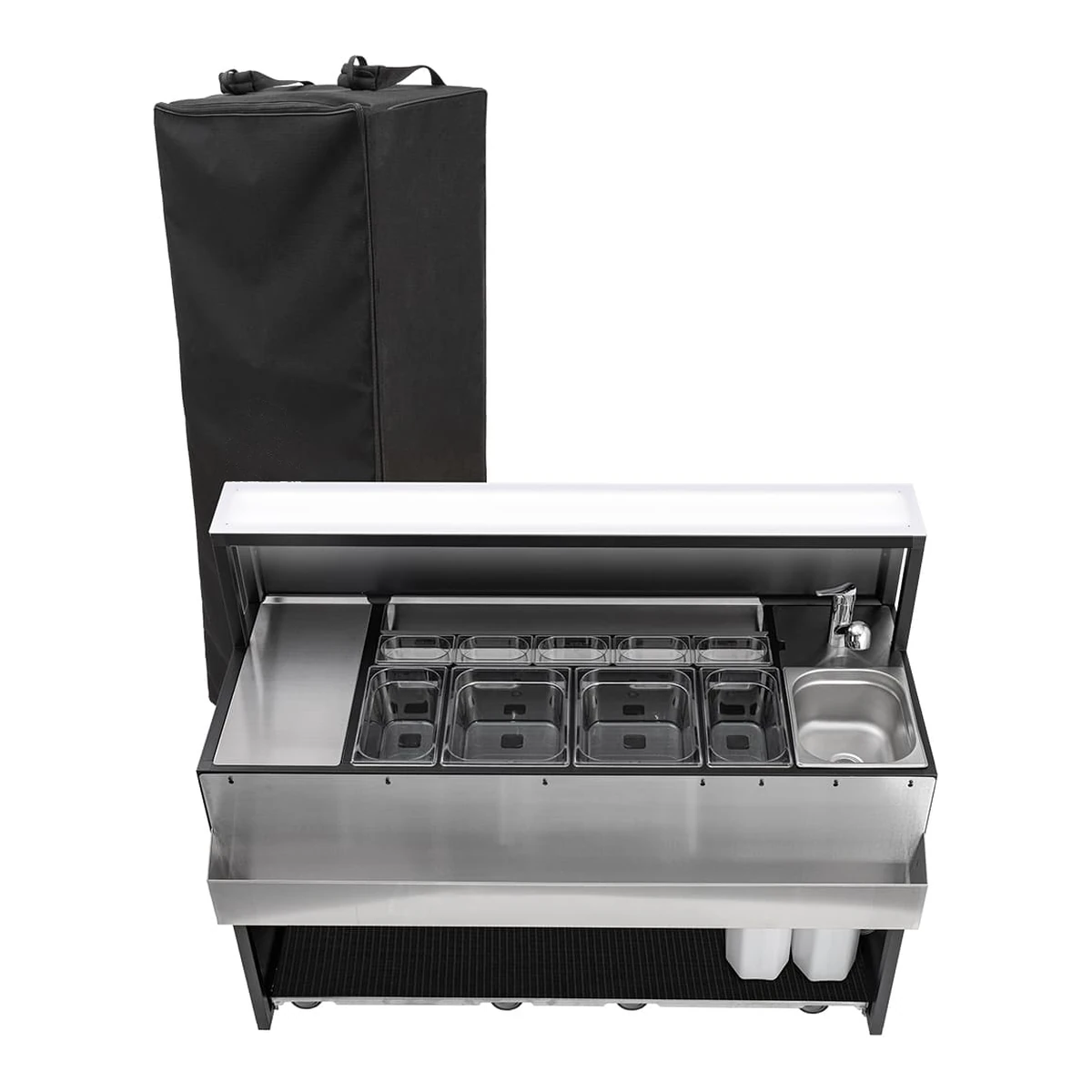 comptoir de bar portable, plans en acier inoxydable AISI 304