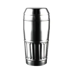 shaker cobbler Deco Coffee de The Bars en inox poli, corps en tonneau et cannelures à la base
