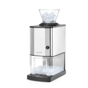 broyeur à glace électrique 12 kg/h, corps en inox brossé et bac transparent de 2,7 l