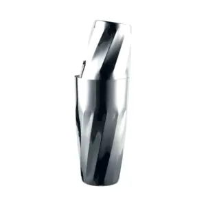shaker Boston Twist en inox torsadé poli miroir, grande timbale 28 oz et petite timbale 20 oz