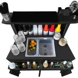 comptoir de bar portable Easy en polypropylène, 100 cm, avec deux bacs à glace