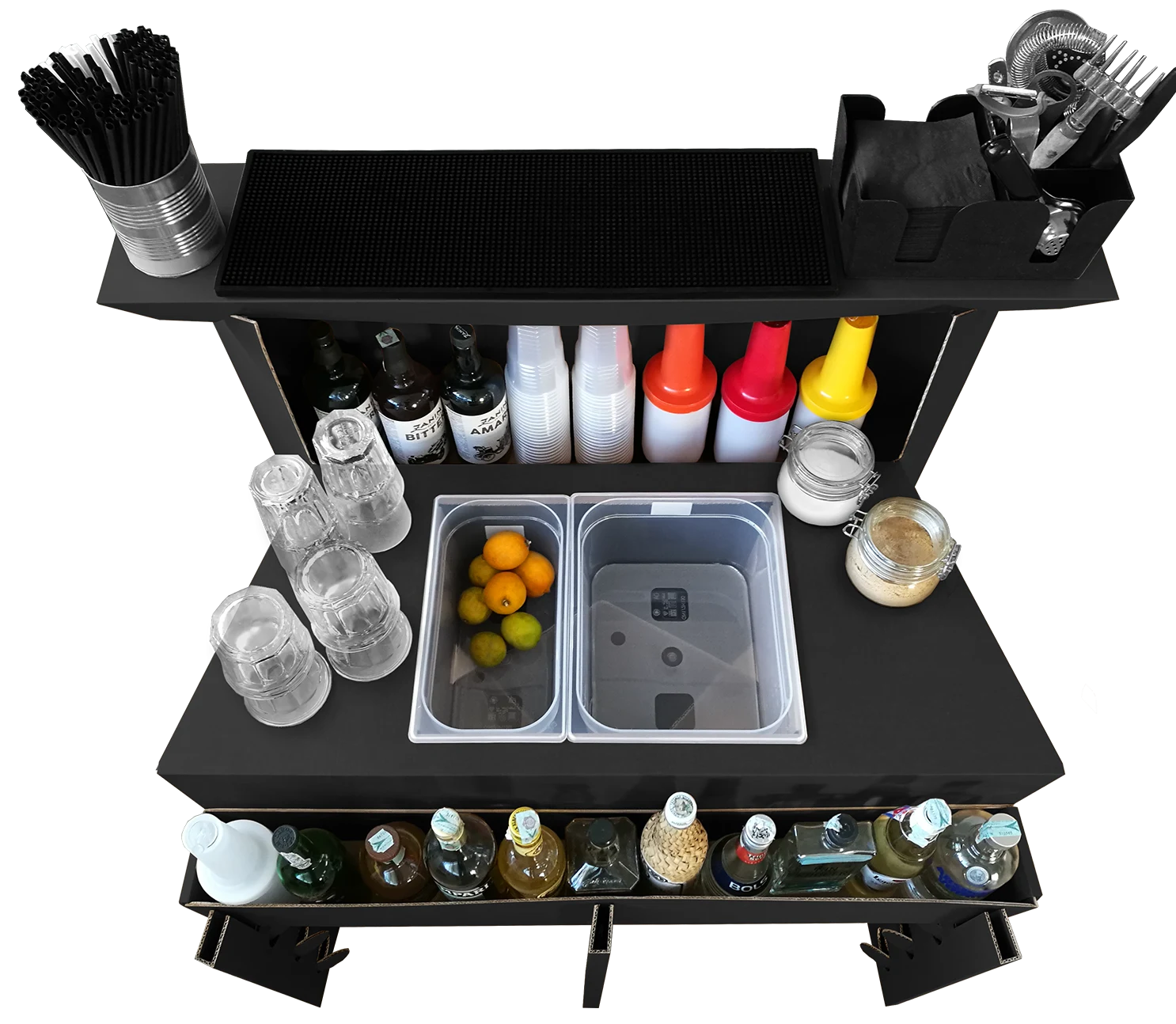 comptoir de bar portable Easy en polypropylène, 100 cm, avec deux bacs à glace