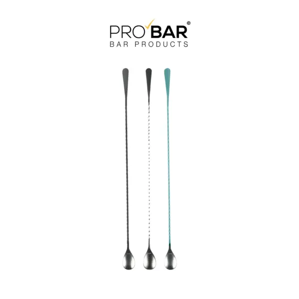 Bar spoon Hoffman 45 cm en inox, manche torsadé, 3 finitions