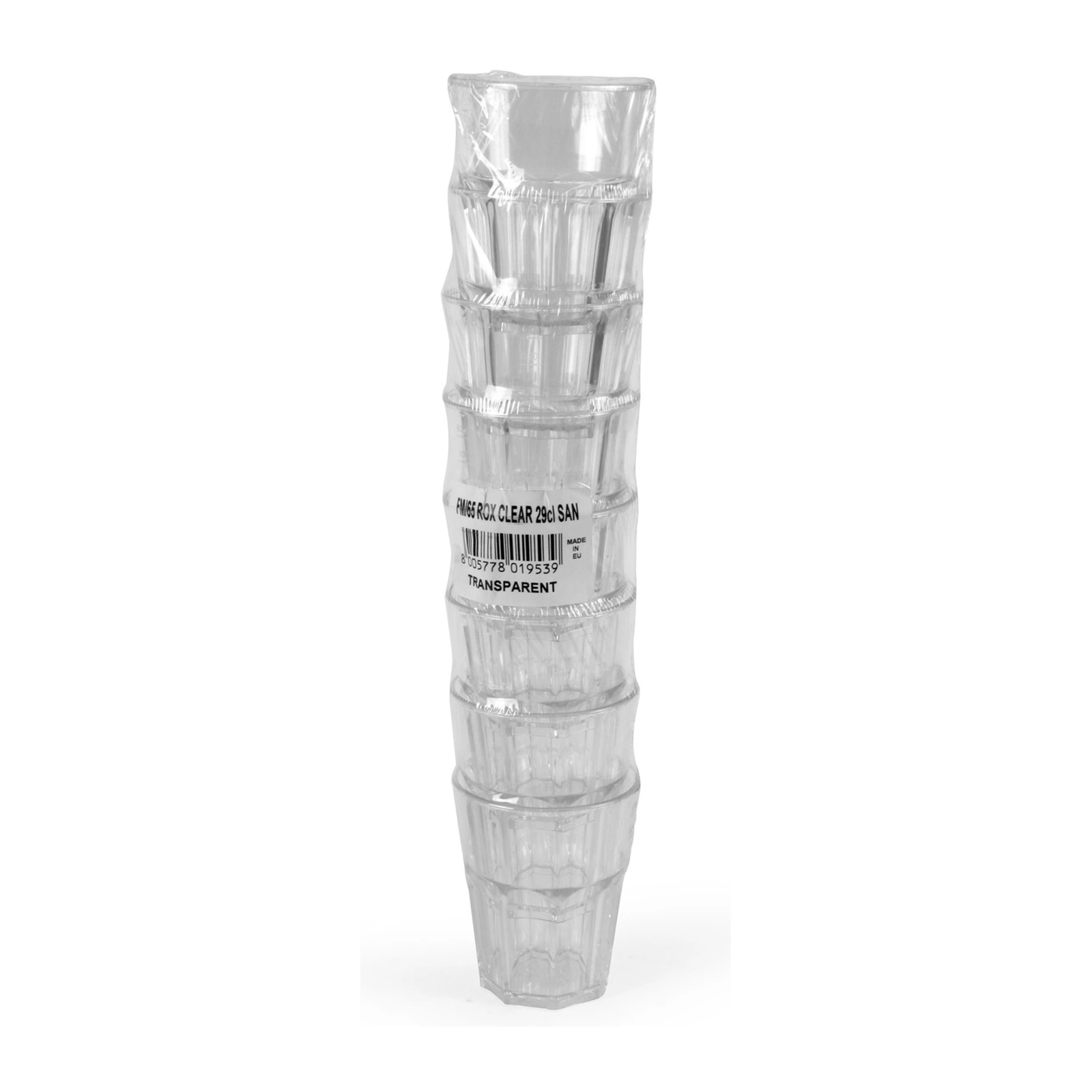 lot de 8 verres incassables Granity Clear 29 cl empilés sous film, avec l'étiquette