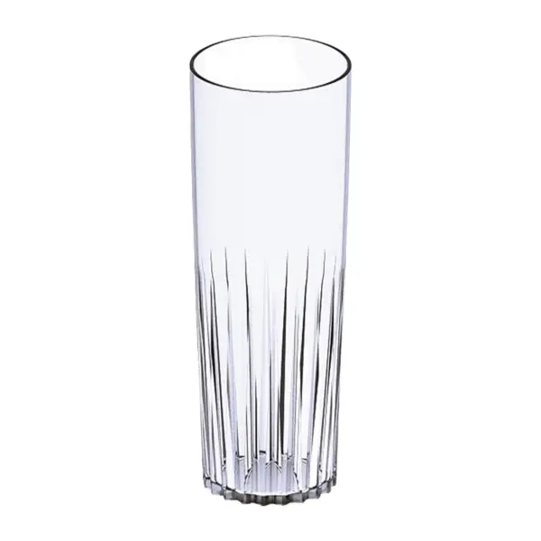 verre plastique rigide 23 cl Torino en SAN, haut et étroit, rainures verticales