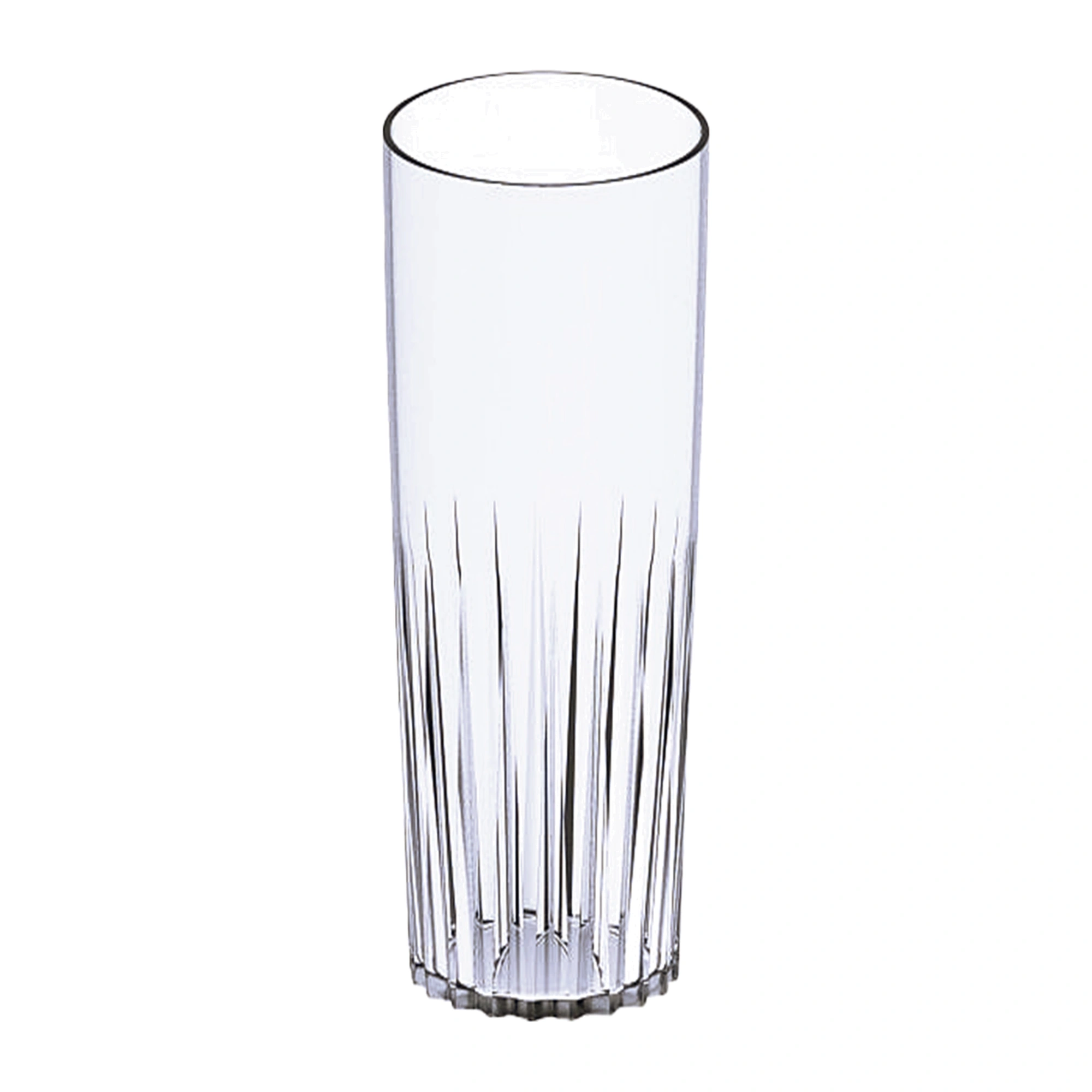 verre plastique rigide 23 cl Torino en SAN, haut et étroit, rainures verticales