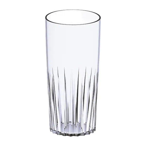 verre plastique rigide Torino highball de 42 cl en SAN, rainures verticales