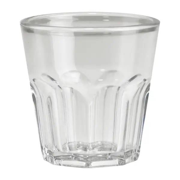 verre shot plastique Granity de 4 cl en SAN transparent, paroi octogonale