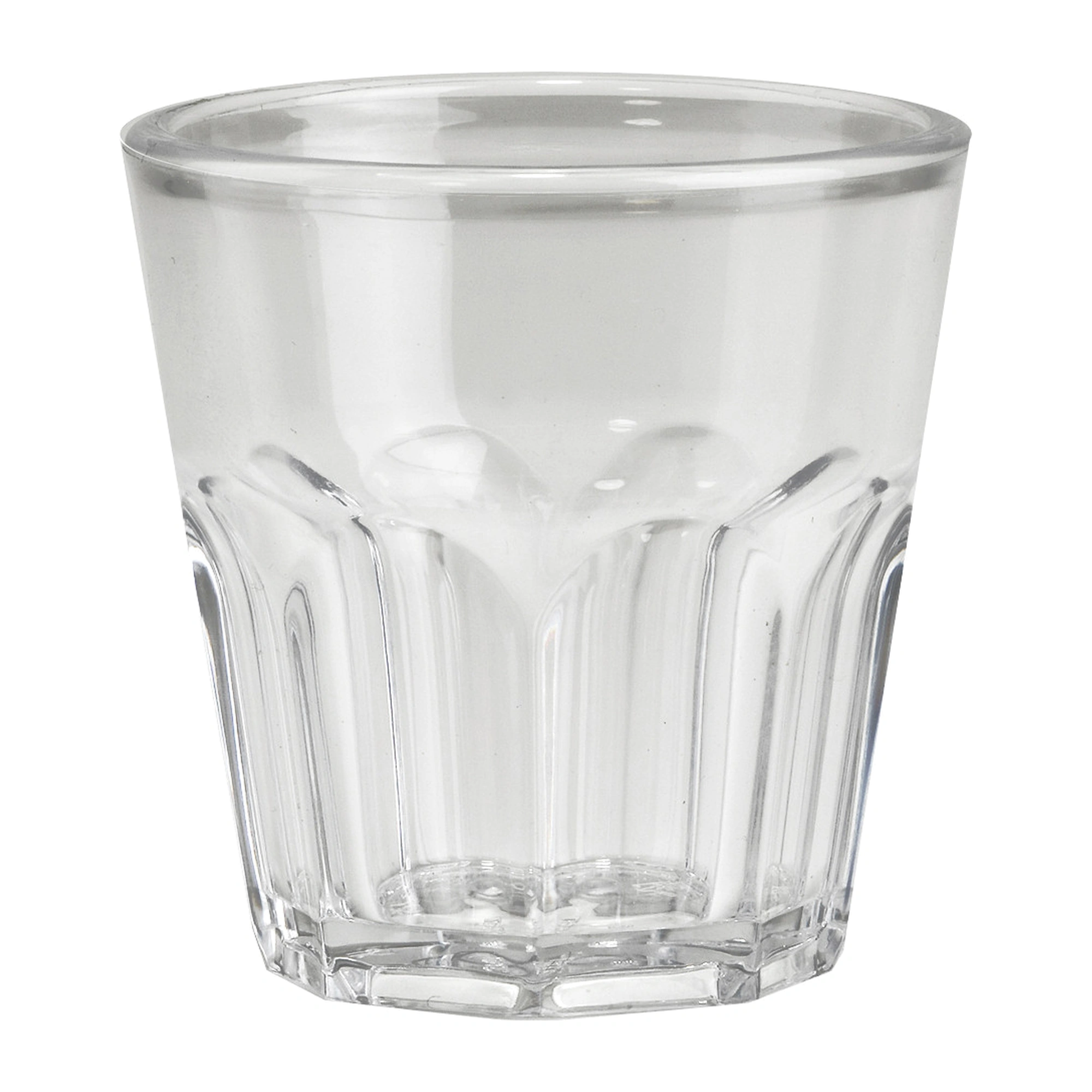 verre shot plastique Granity de 4 cl en SAN transparent, paroi octogonale