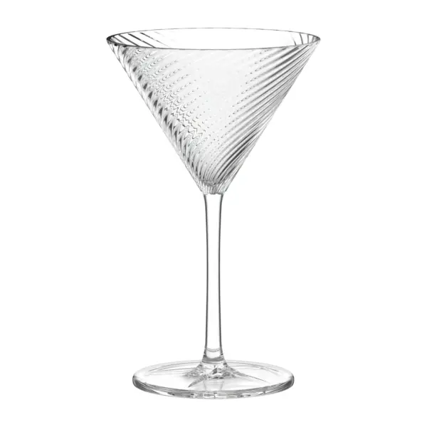 verre à martini Berlin de Stölzle Lausitz, coupe en V de 23 cl, relief en spirale et pied en étoile