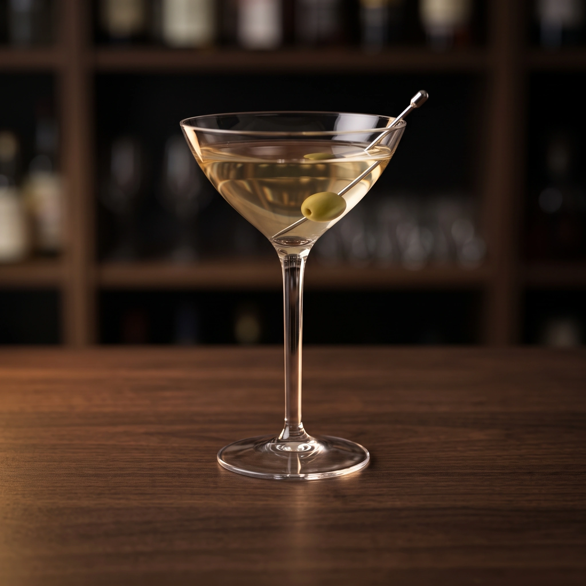 verre à cocktail plastique James de 30 cl en Tritan servi avec une olive