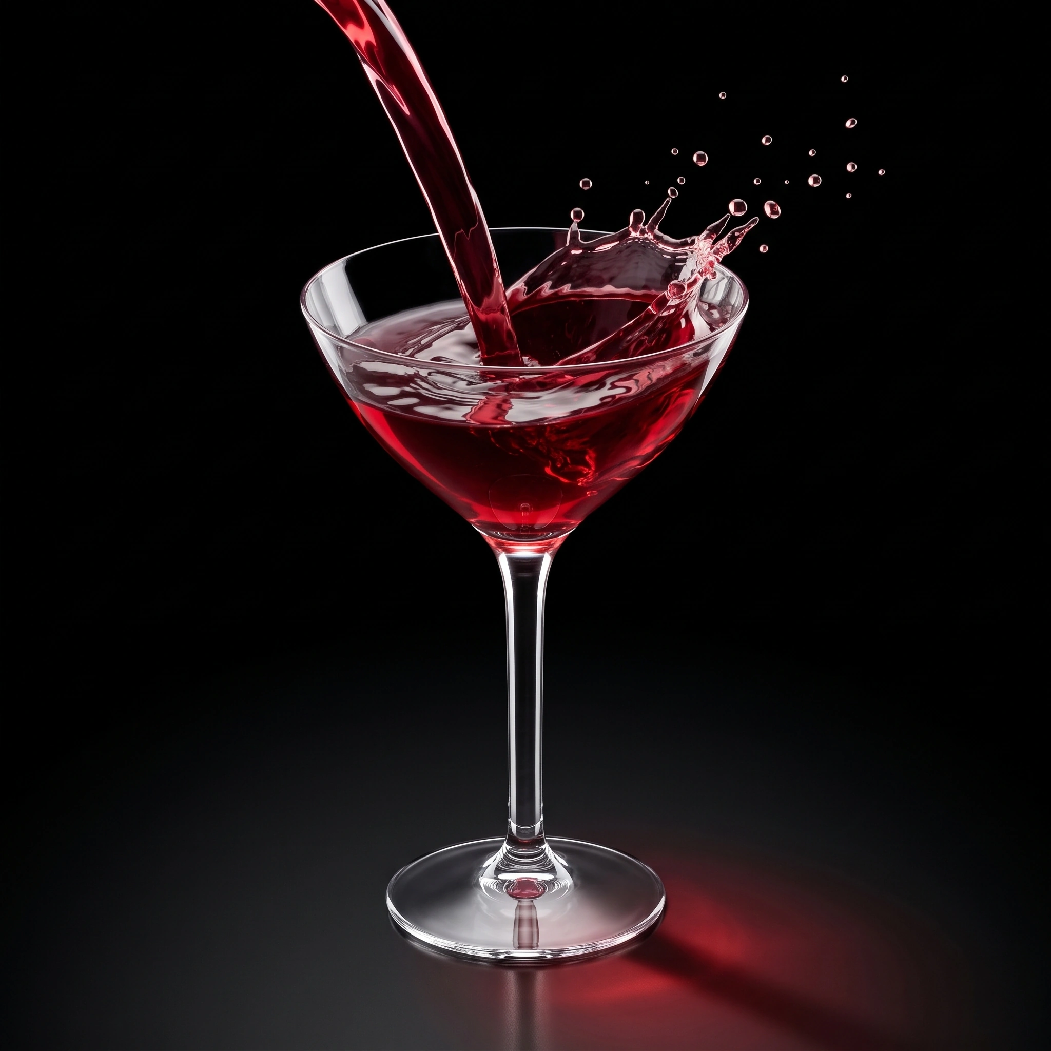 verre à cocktail plastique : coupe James de 30 cl en Tritan pendant qu'on verse un cocktail rouge