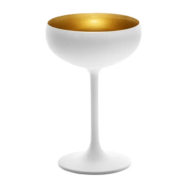 coupe à champagne blanc et or Olympic de Stölzle Lausitz, 23 cl, extérieur blanc mat et intérieur or