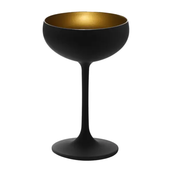 coupe à champagne noir et or Olympic de Stölzle Lausitz, 23 cl, extérieur noir mat et intérieur or
