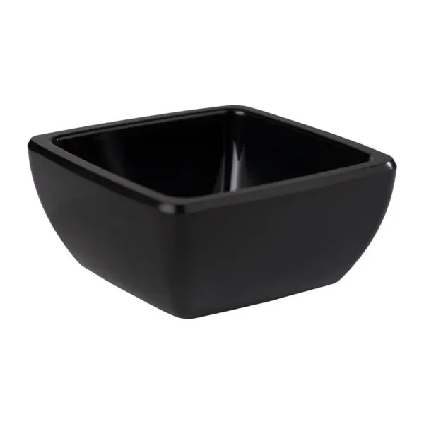 coupelle carrée noire Friendly APS en PET recyclé noir, 6,5 x 6,5 cm, hauteur 3 cm, 5 cl