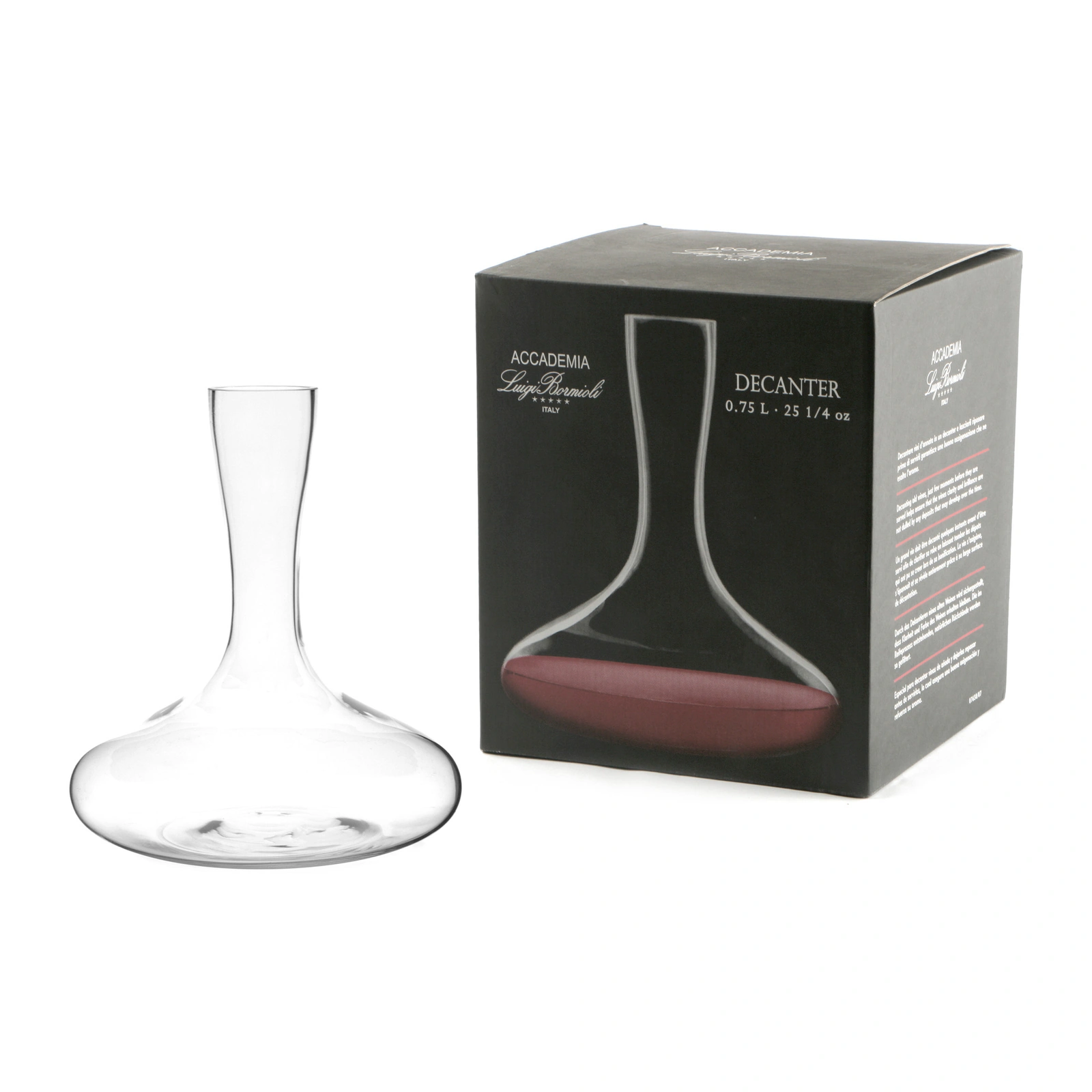 carafe à décanter classique Luigi Bormioli, 25 cm de haut, 1,7 l à ras bord