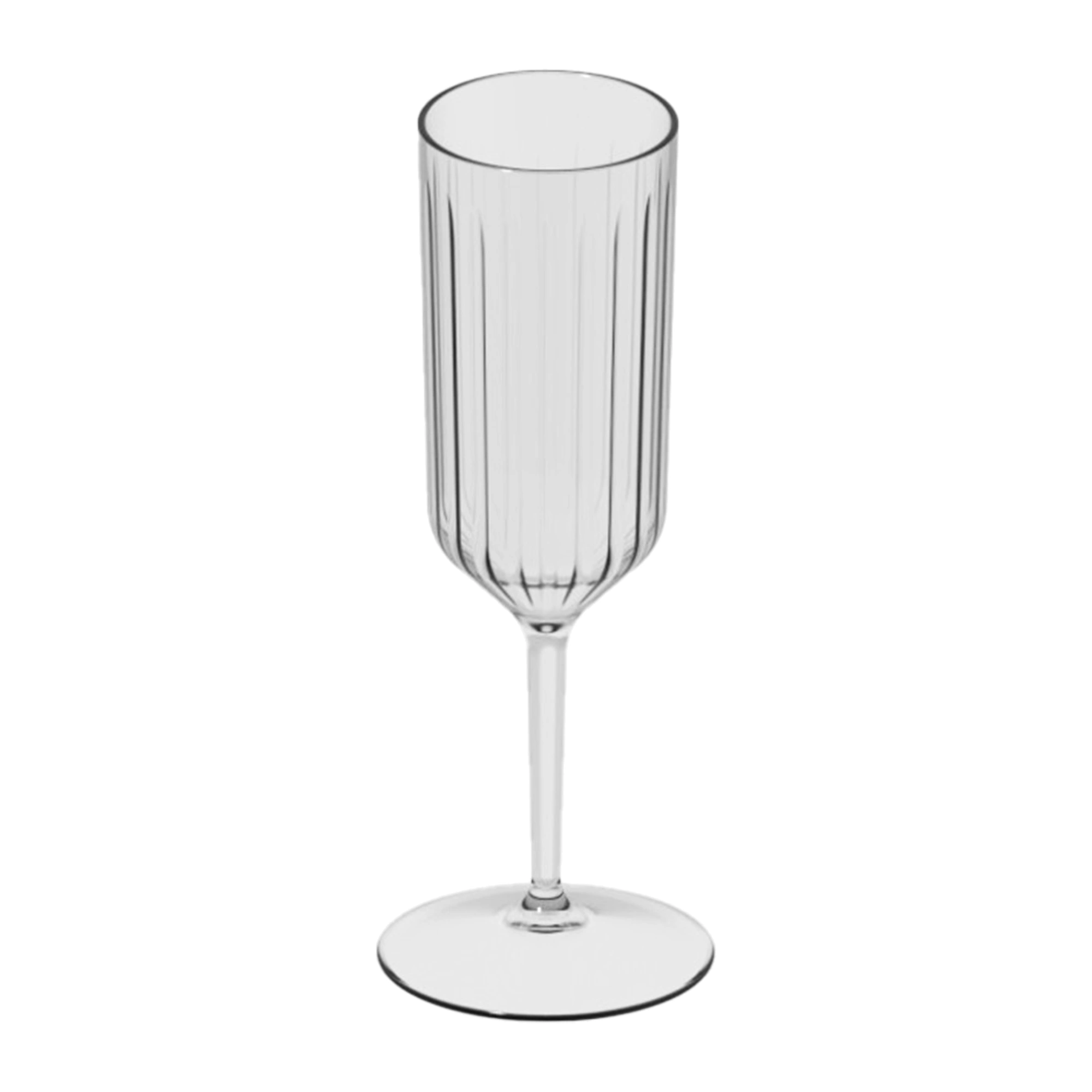 flûte à champagne plastique Kaleido de 27 cl en Tritan transparent, à rainures verticales