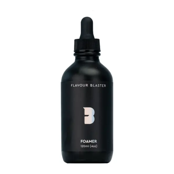 foamer cocktail Flavour Blaster : flacon noir de 12 cl avec compte-gouttes, étiquette FOAMER