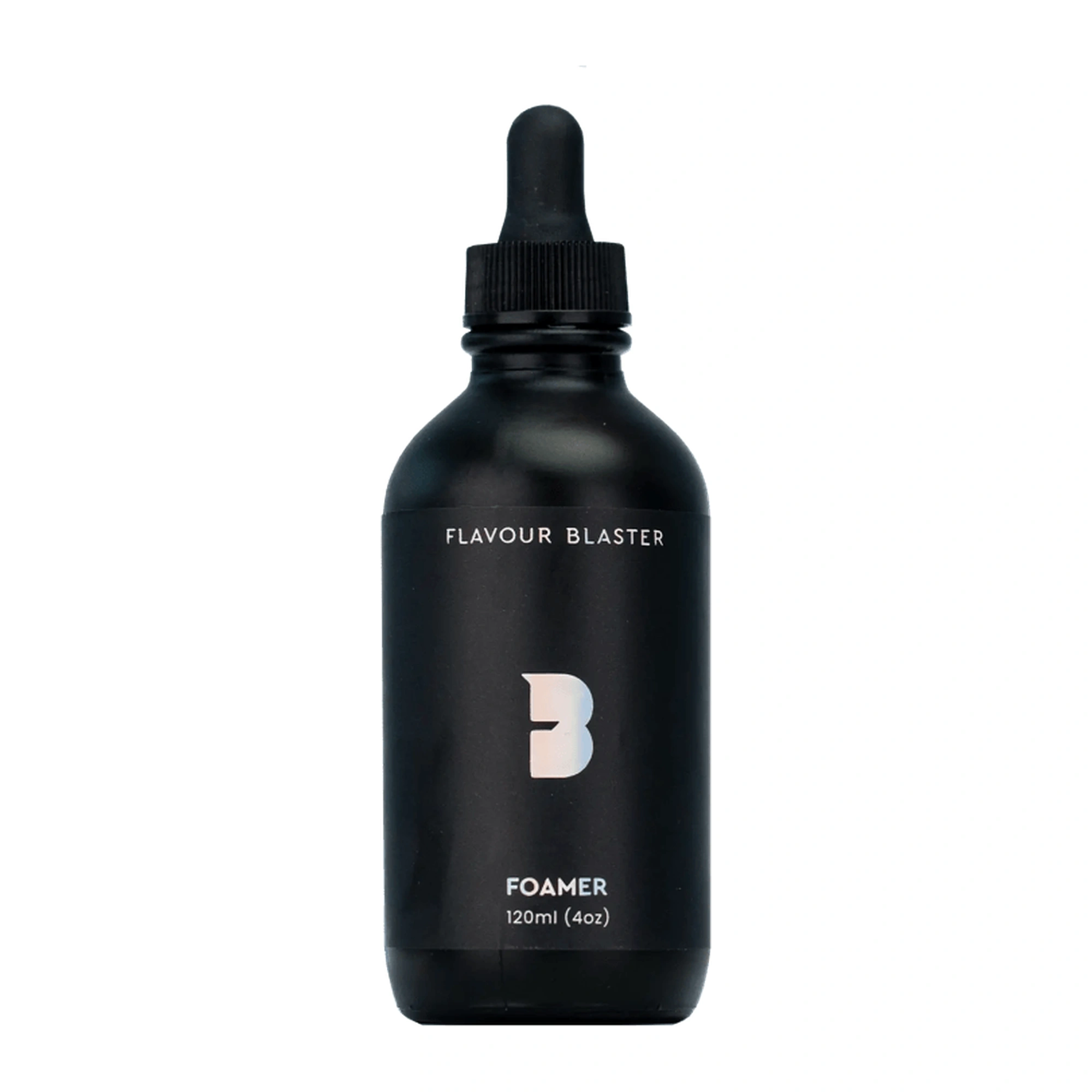 foamer cocktail Flavour Blaster : flacon noir de 12 cl avec compte-gouttes, étiquette FOAMER