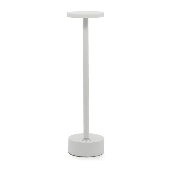 lampe de table rechargeable Eclaire Lite en aluminium peint blanc, 30 cm de haut, diffuseur en polycarbonate