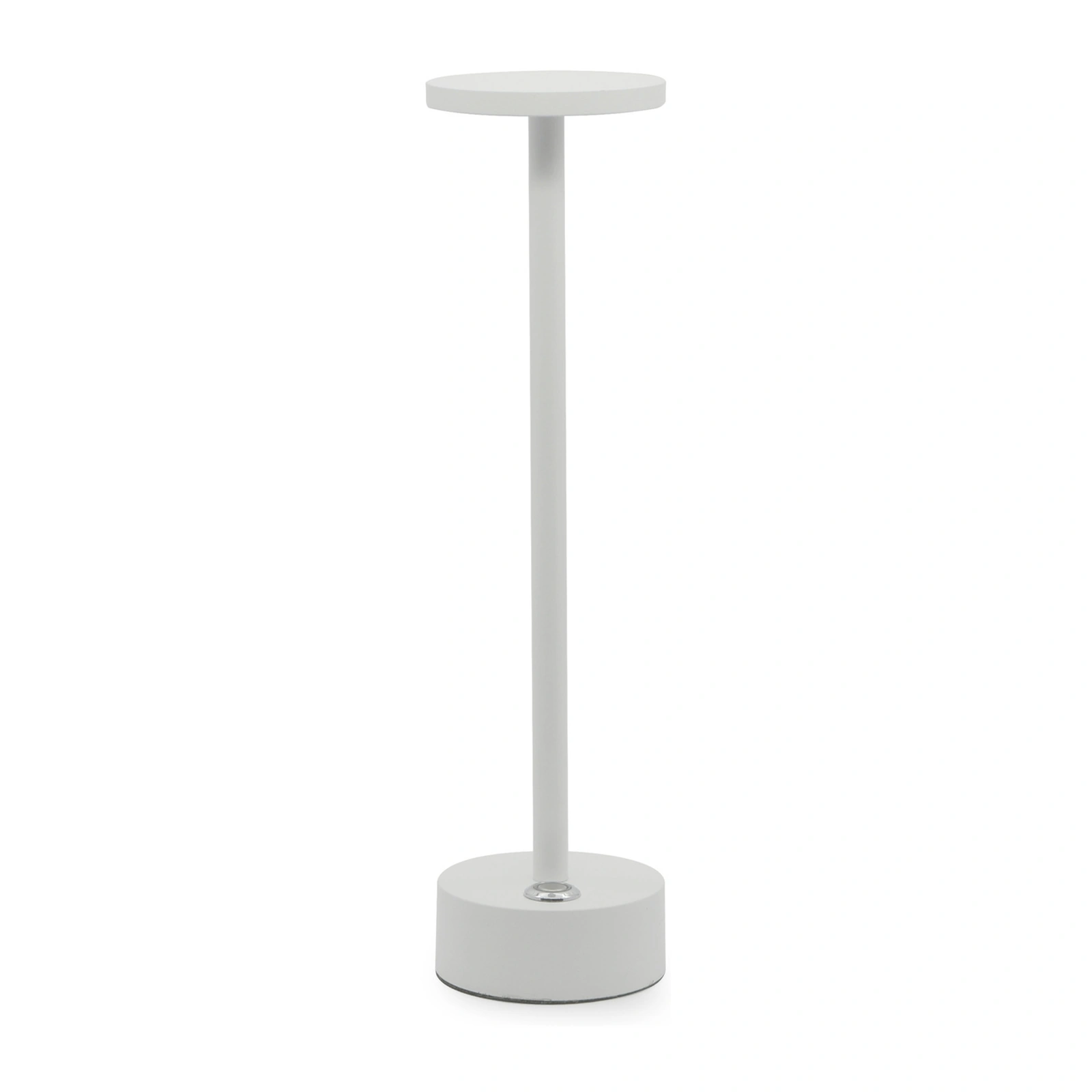 lampe de table rechargeable : modèle Eclaire Lite en aluminium peint blanc, 30 cm de haut, avec diffuseur en polycarbonate