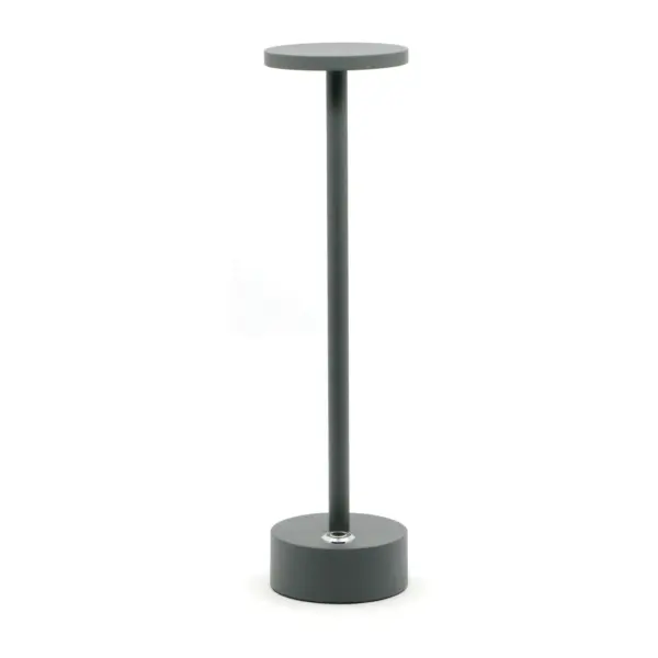 lampe Eclaire Lite grise en aluminium peint, 30 cm de haut, diffuseur en polycarbonate