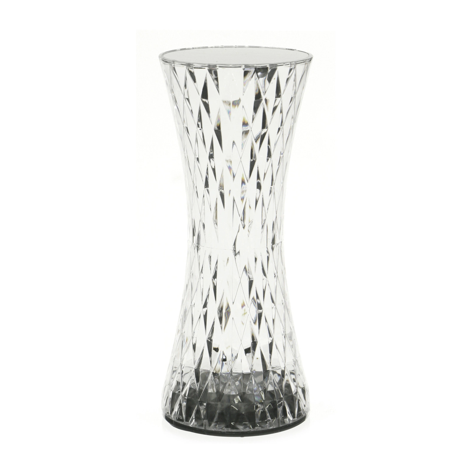 lampe de table LED : modèle Reflex au corps en polystyrène transparent, 19 cm de haut, rechargeable