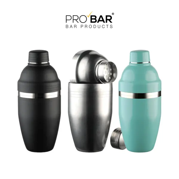 Shaker japonais cobbler 50 cl en inox, 3 pièces, 3 finitions