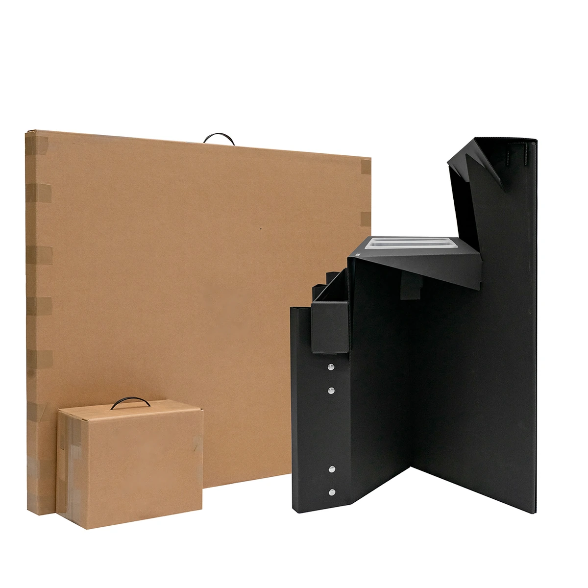 Comptoir de bar portable Easy en polypropylène noir avec ses deux colis